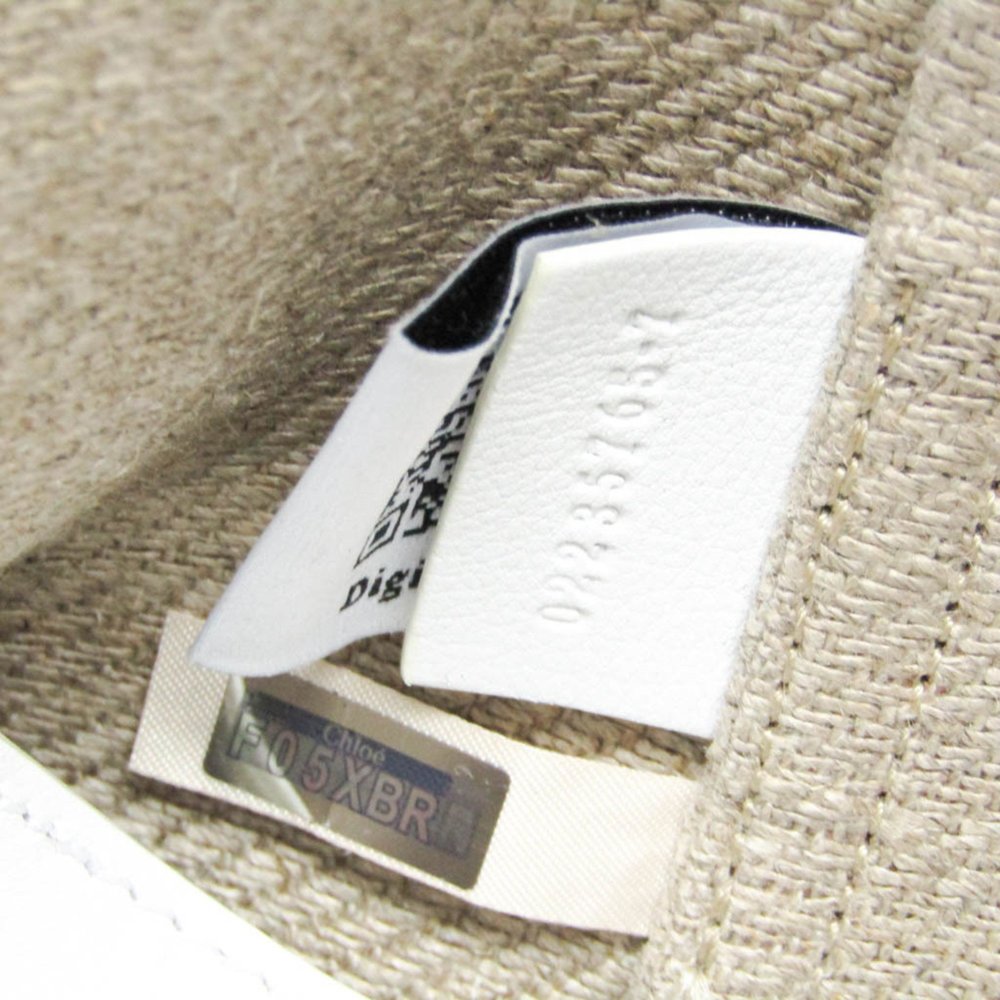 CHLOE MARCIE Beige White Leather Linen Tote Bag CHC23US651J9920H - Picture 11 of 11